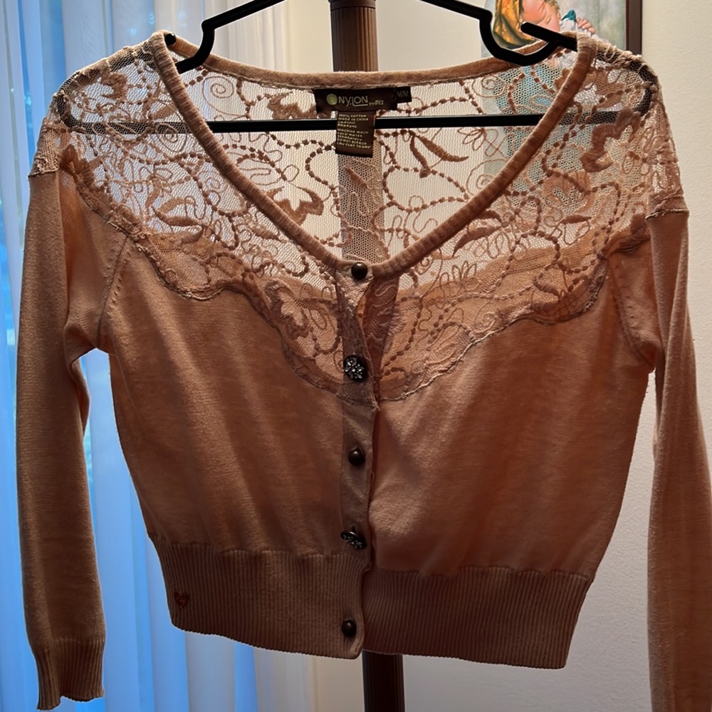 🎁Cropped lace embellished sweater NYLON by DEX